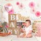 RUBFAC Baby Boxes with Letters for Baby Shower, 4pcs Rustic Farmhouse Style Boho Balloon Boxes with Burlap Grain for Birthday Gender Reveal Decoration Backdrop Photo Props